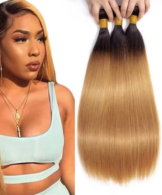 Tissage brésilien grade 15 quatre pièces plus top closur straig 5 pièces color 1/27