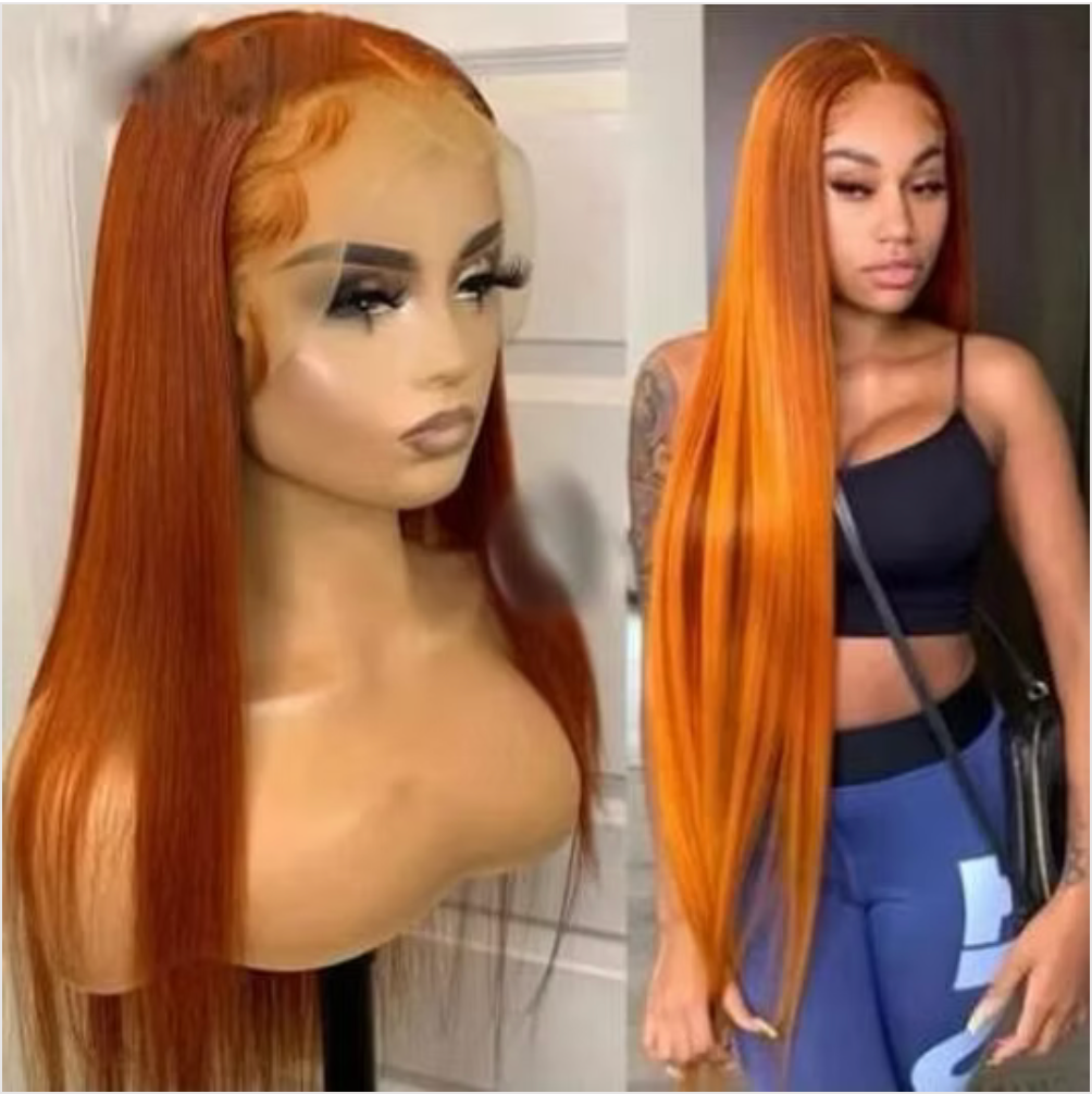 Wig lace frontal Raw Hair density 180% color orange