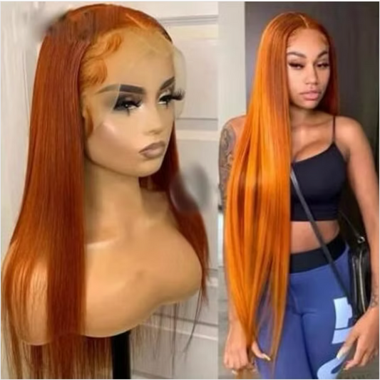 Wig lace frontal Raw Hair density 180% color orange